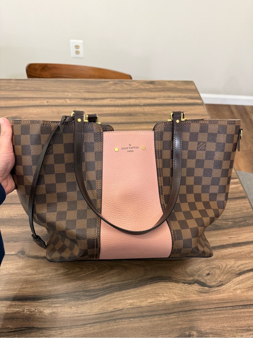 Louis Vuitton Damier Ebene Tote with Pink Center Panel - Picture 10 of 15